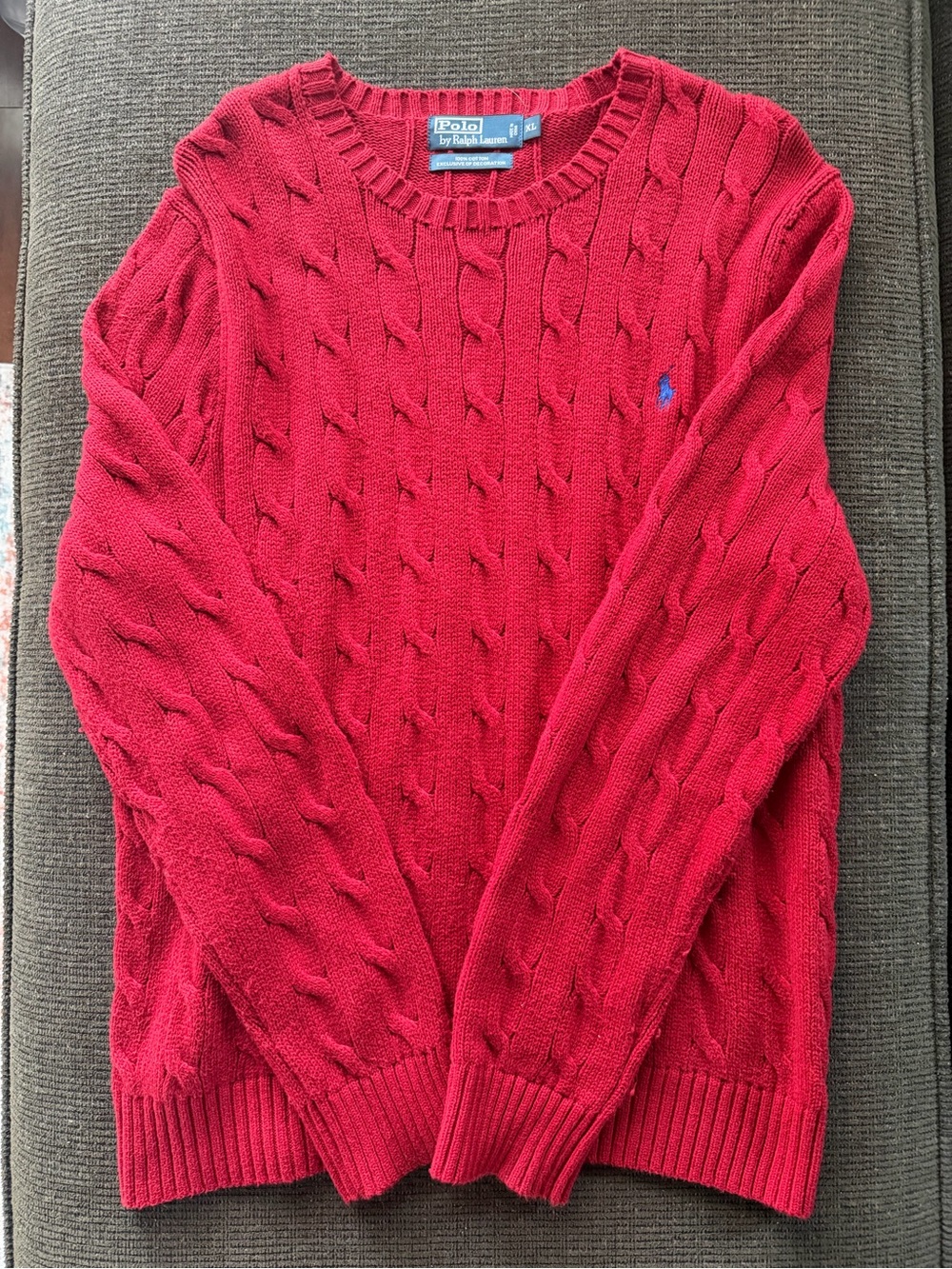 Polo by Ralph Lauren Red Cable-Knit Crewneck Sweater